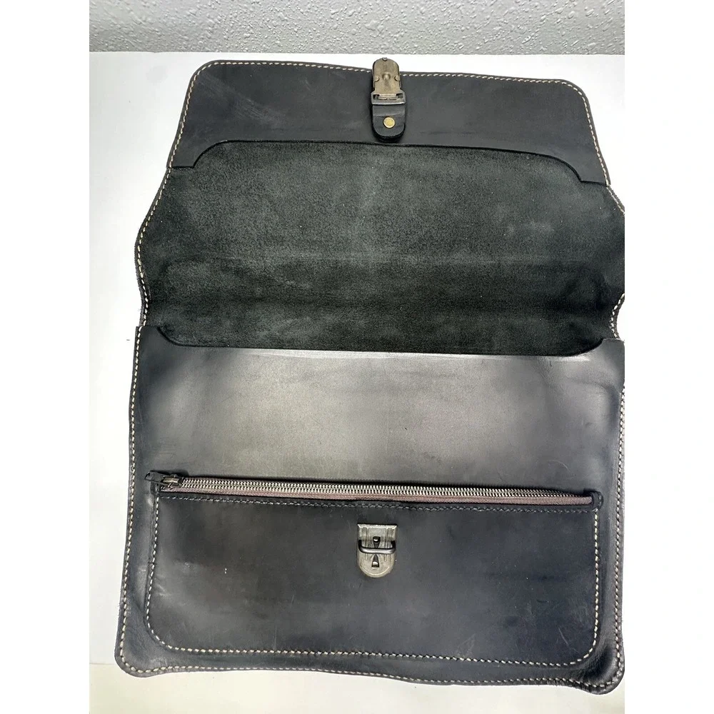Attache Black Leather Handmade Briefcase Jude 1:2 Mercy Peace Love Abundance